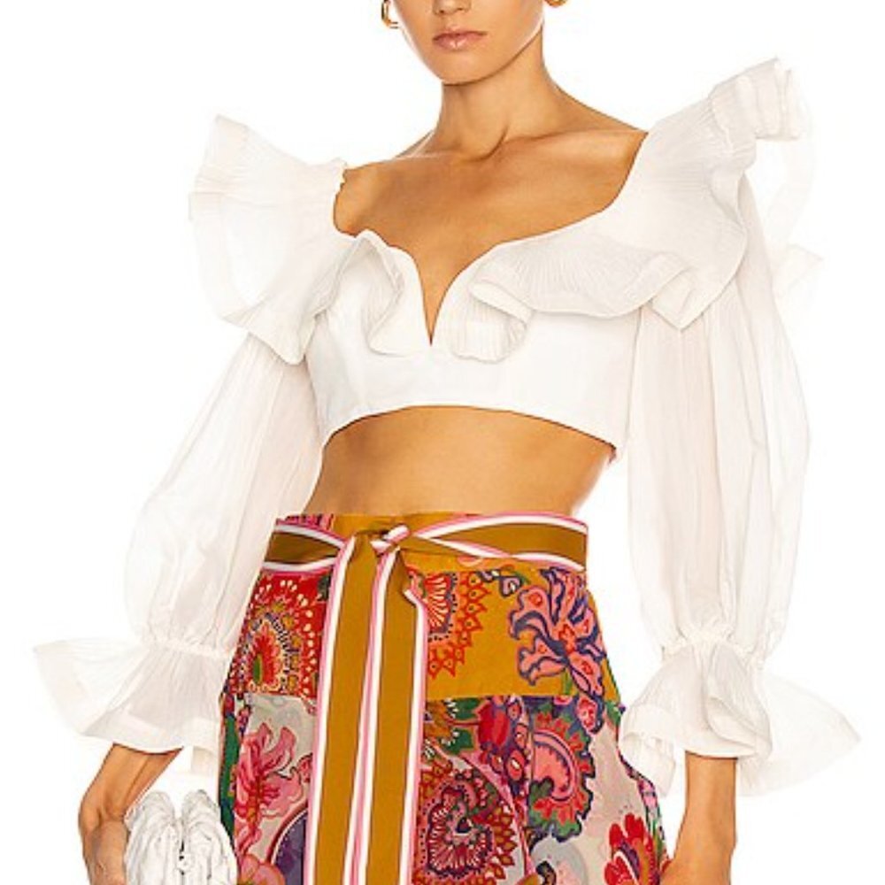 ZIMMERMANN LOVESTRUCK CROPPED BODICE TOP SIZE Zimmermann 2/US 6
